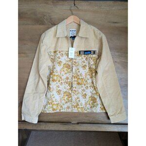 KAVU Corduroy Jacket Womens S Light MultFloral West Haven Soft Bloom Zip-Up NWT